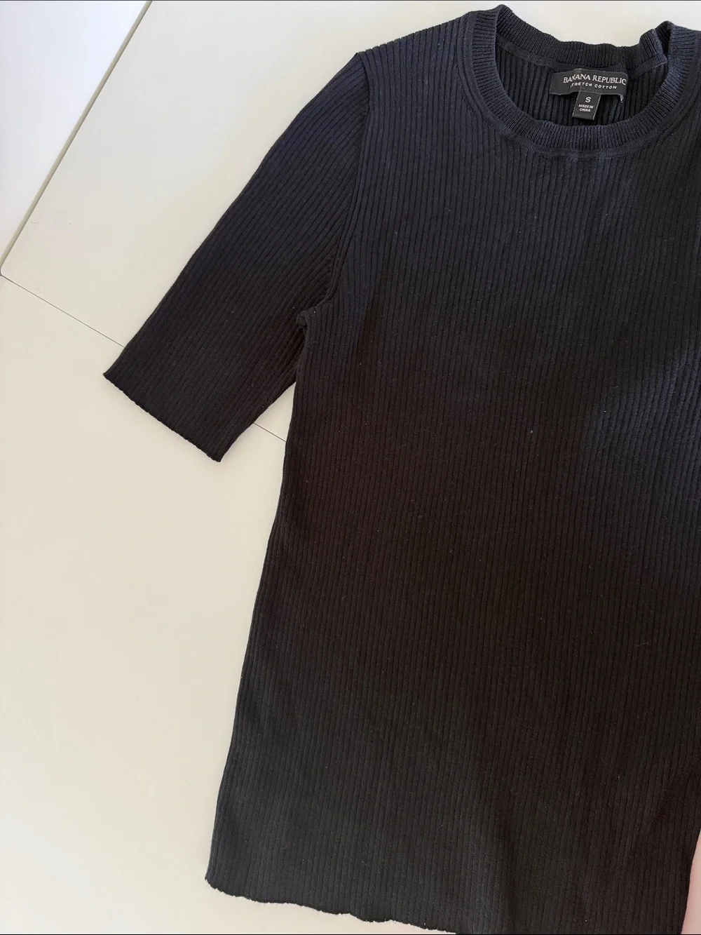 Banana Republic RIBBED STRETCH-COTTON CREW-NECK T-SHIRT Sz S